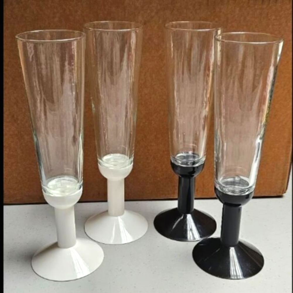 Vintage 80s Bodum Oktett Champagne Flutes